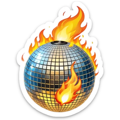 disco ball on fire sticker