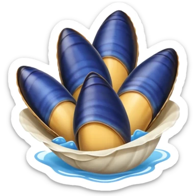 simple cartoon emoji of 3 open mussels sticker