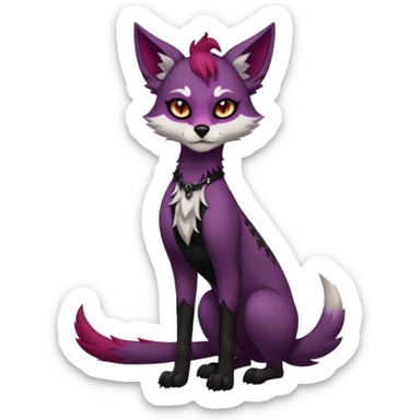Multicolored gloomy dark edgy gothic spooky warm badass realistic floral exotic Falvie-Fionbri-fursona, full body sticker