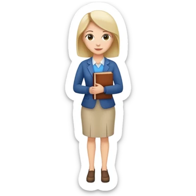 full body female teacher standing with book sticker