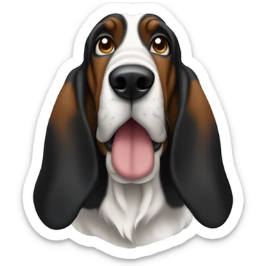black grown up basset hound sticker