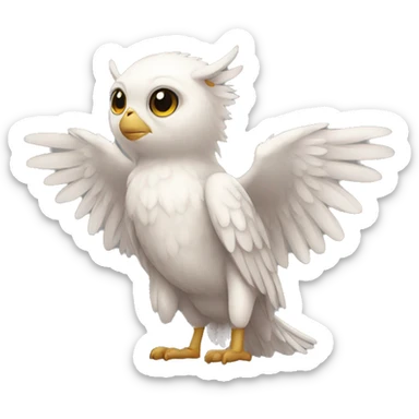 shy cute winged animal hybrid full body sticker