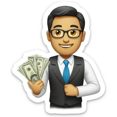 emprendedor con dinero sticker