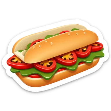 cute toy-like spicy sucuk sandwich object icon, rounded shapes, glossy texture, bright colors, sucuk slices visible, small chili pepper, 3D cartoon, mobile game icon style, clean background, no text, no watermark
 sticker