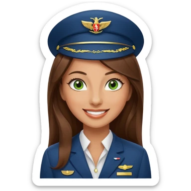 Stewardess Emirates with loung hair Green eyes sticker