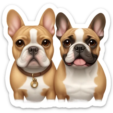Pair of French bulldogs Brown & tan with fawn French bulldog friends sticker