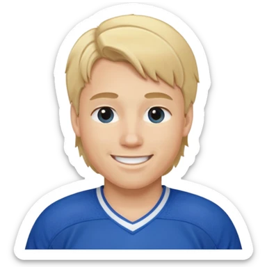Blonde hair hockey player in blue jersey sticker