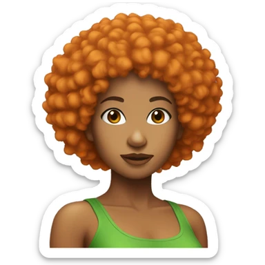 Mixed girl with orange Afro and green tube top sticker
