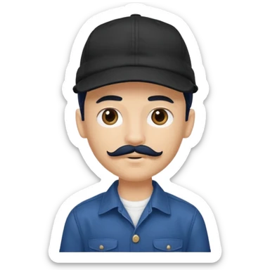 generate a pretty bratz boy wearing a dark blue cap and  button up shirt. Handsome

Mustache- black

hair black long sticker