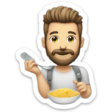 hombre pelo canoso con barba de candado comiendo pastel sticker