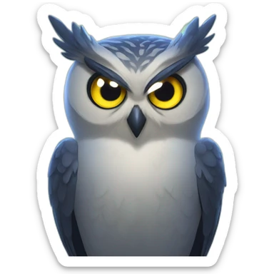Owl with lightning symbol on forehead sticker