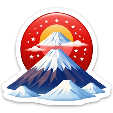 Mount Fuji with red color and a star on top sticker