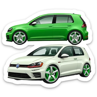 peut tu me faire une golf R verte flash avec des roue blanche  sticker