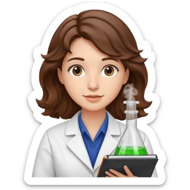 young women pharmacist studying science, wavy hair sticker