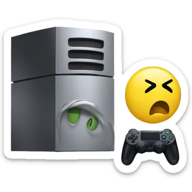 a yellow dude with is mid blow and a ps5 on top sticker