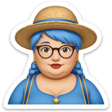 woman glassess, very fat venice gondolier with iconic hat and blue hair woman sticker