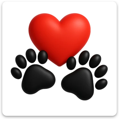 Make the puppy paws black, keep the heart and original style (original style was microsoft style 3d fluent emojis) sticker