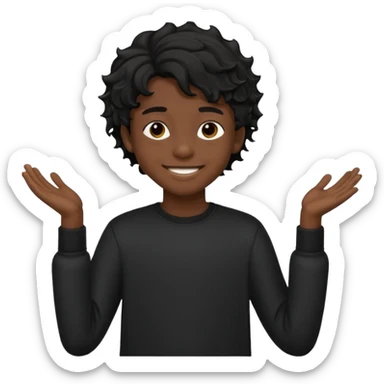 Menino de 15 anos de cabelo ondulado preto e de roupa preta sticker