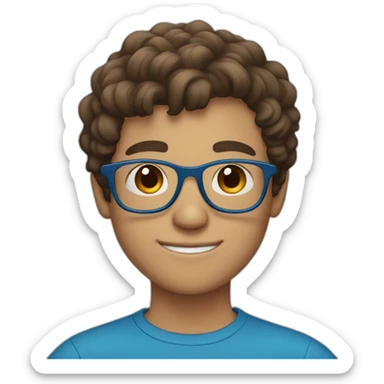 Brown haired boy with blue glasses sticker