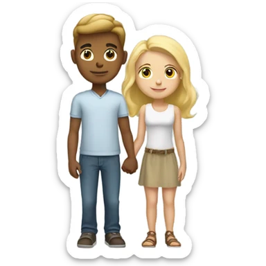 A popular hot blonde holding  hands a handsome hot teenage tall boy  sticker
