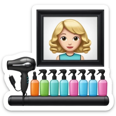 secador de pelo, ruleros, shampoo, peluqueria sticker