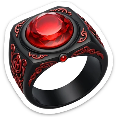iOS sticker, dark fantasy ring, black metal, red inner glow, minimal sticker