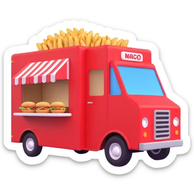 generate me a 3D red truck shaorma food truck  sticker
