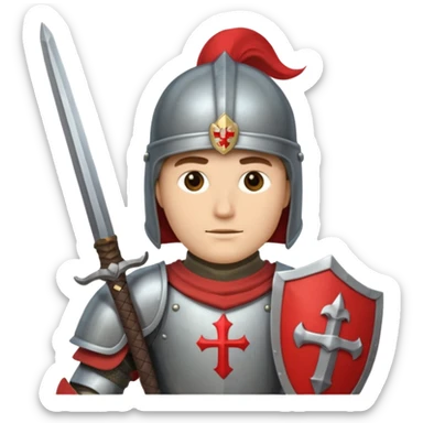 A crusader with full armor helmet  sticker