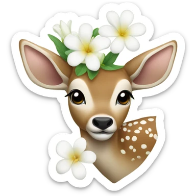 deer with a white flower behind its ear sticker