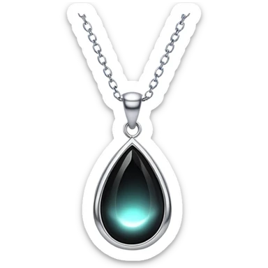 ethereal onyx pendant suspended midair, shimmering silver chain invisible, glowing faintly sticker