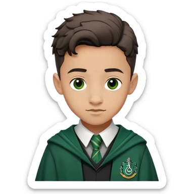 terence higgs is Graham Montague  in harry potter, wear hogwarts slytherin uniform, light skin, handsome boy sticker