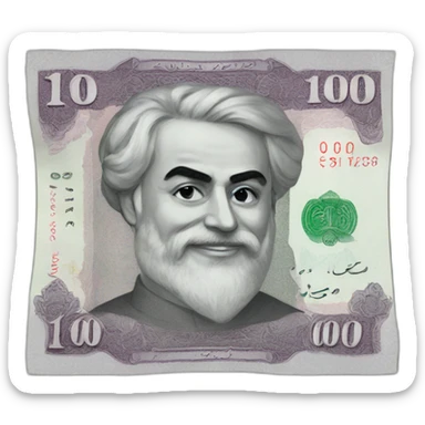 Persian 100,000 Rial banknote sticker