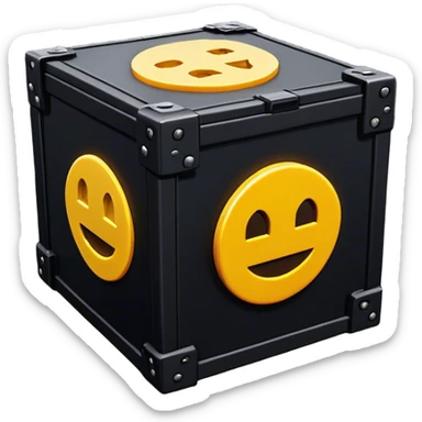 Clash of Clans aesthetic: Cinematic Playful Pixel 3D loot crate Emoji, rendered in a 3D vector-style similar to standard emojis with minimal shading and bold, simplified shapes. A compact, distinct form with signature details, softly glowing with a pixelated adventure charm. Simplified yet unmistakably iconic, highly detailed and consistent, glowing with a soft radiance and high shine. Stylized with a touch of classic pixel-art charm and a soft glowing outline, capturing the essence of a beloved gaming relic with a friendly, playful manner! sticker