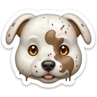 very muddy and dirty white dog face  sticker
