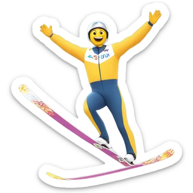 White person getting the gold melding in ski jumping  sticker