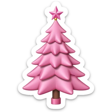White Christmas tree with pink ornaments & pink topper sticker