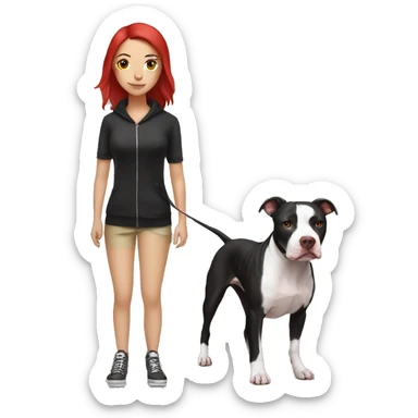 Black and white pitbull with red head girl owner sticker