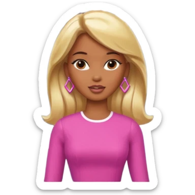 Brown skin blonde hair barbie in front of mountains sticker