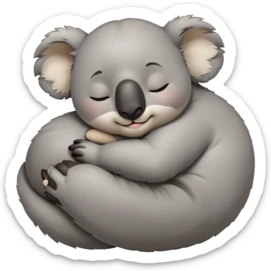 meme-worthy-cute-sleeping-koala-portrait-emoji,-head-resting-peacefully-with-a-contented-smile,-showcasing-a-cuddly-build-and-a-luxuriously-soft-grey-fur,-eyes-closed-in-a-serene,-restful-snooze,-simplified-yet-hilariously-adorable-features,-sleeping cute sticker