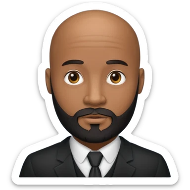 A handsome black gigolo with a full beard and bald head sticker