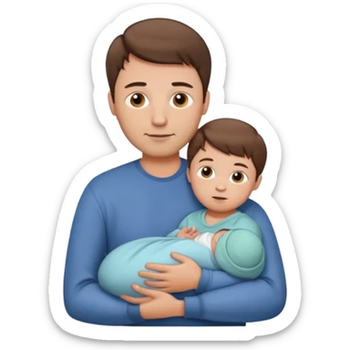 dad with short brown hair and fair skin with newborn baby sticker