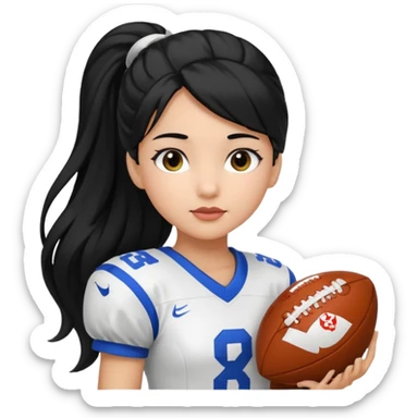 girl tha plays football black hair long pony tail white sticker
