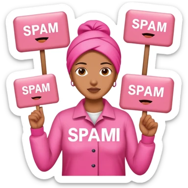 artists in pink protesting for spam meat is art sticker