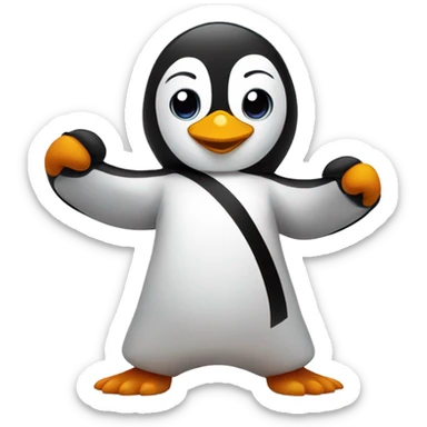 Penguin doing karate sticker
