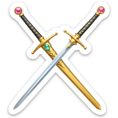 emoji style, sword with a colored gem in the hilt, minimal, clean sticker