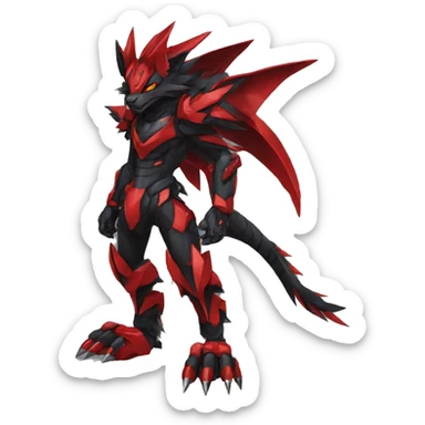 Cool Edgy Black Red Digimon-Fakemon-Garurumon-Loogamon-Wolf full body sticker