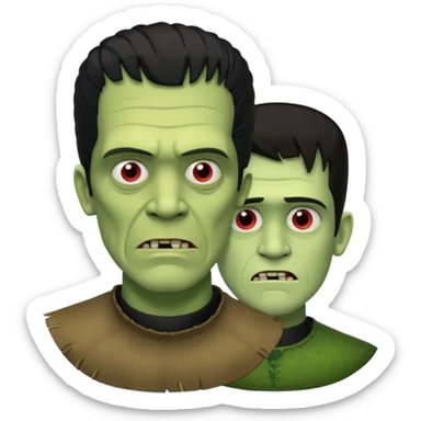 frankenstein's monster speaking with frankstein sticker
