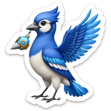 A bluejay bombadier, bandolier of grenades, side profile, feet included  sticker