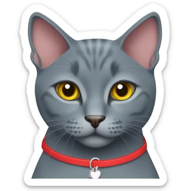 Russian blue cat wearing a red bikini sticker