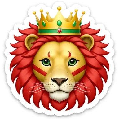 Please make me the flag of the lion and the sun with the crown of Iran, which is green from the top, white in the middle and red bottom. sticker
